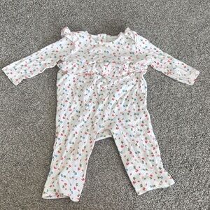 Janie and Jack White Floral Ruffle One-Piece Bodysuit